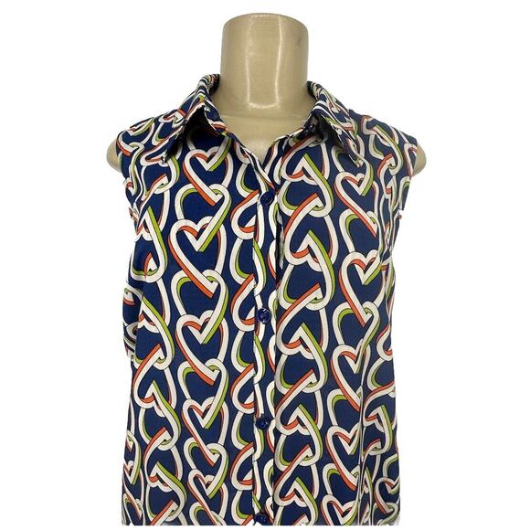 Cabi Women Medium Amour Hearts Shirt Dress Sleeveless Button Front 5370 AR13 - Picture 2 of 10